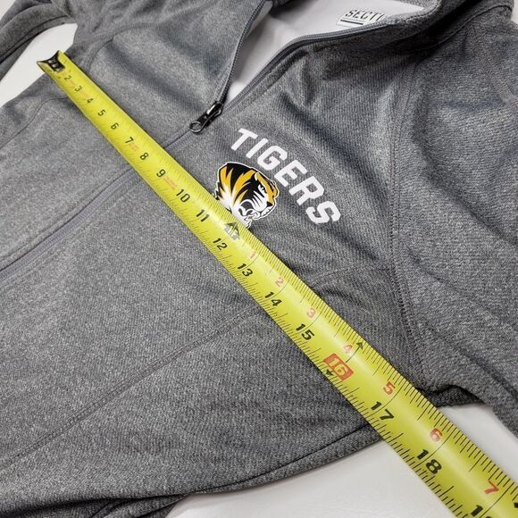 M MU Majestic MISSOURI UNIVERSITY MIZZOU TIGERS zip jacket pockets gray medium - Picture 2 of 11